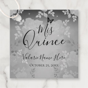 Étiquettes Cadeau Balises Fancy Rose Quinceanera Silver Faveur