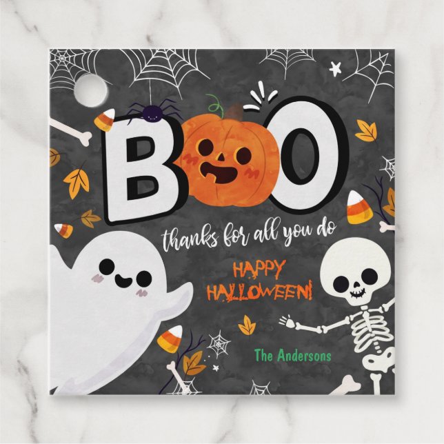 Étiquettes Cadeau Balises Faveur Halloween (Devant)