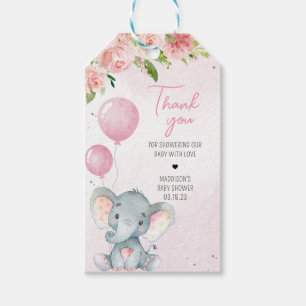 Étiquettes-cadeau Balises Favoris Baby shower Eléphant Rose
