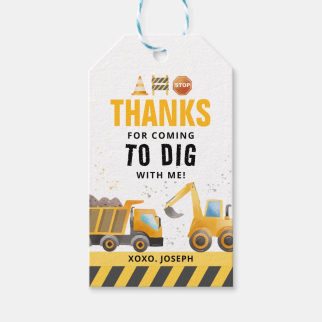 Étiquettes-cadeau Balises Favoris d'anniversaire de construction (Devant)