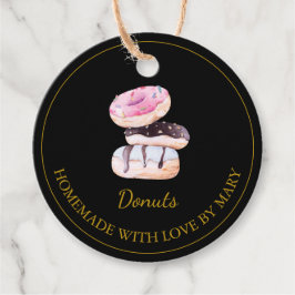 Étiquettes Cadeau Balises Favoris de Donut maison | Noir