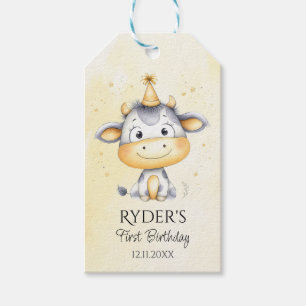 Étiquettes-cadeau Balises Favoriser Premier Anniversaire de la vache