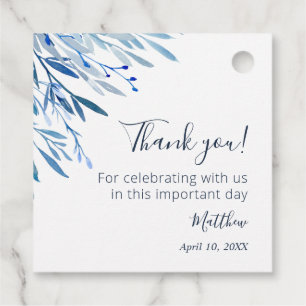 Étiquettes Cadeau Balises favorites personnalisées en feuille bleu