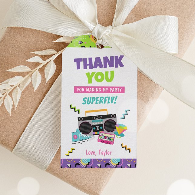 Étiquettes-cadeau Balises Fête d'anniversaire des années 90 Retro (Retro 90s Birthday Party Favor Tags)