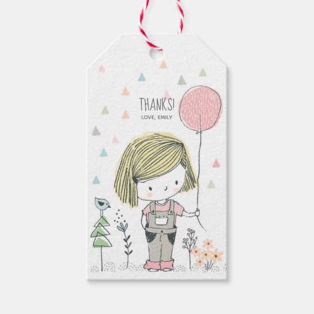 Étiquettes-cadeau Balises Fille Anniversaire Merci Favoriser (Devant)
