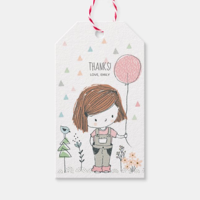 Étiquettes-cadeau Balises Fille Anniversaire Merci Favoriser (Devant)