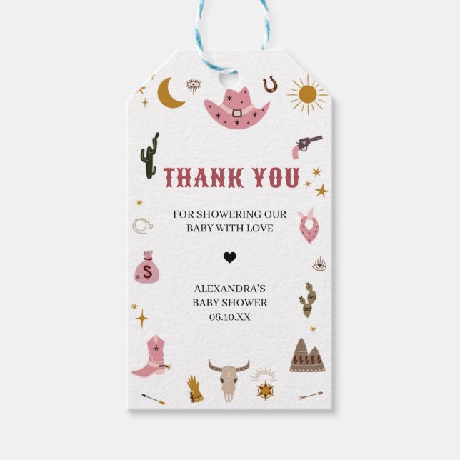 Étiquettes-cadeau Balises Fille Baby shower Faveur (Devant)