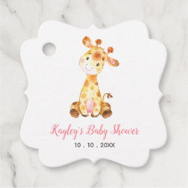 Étiquettes Cadeau Balises Fille Baby shower Faveur - Giraffe Rose