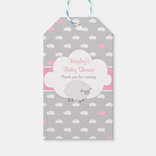 Étiquettes-cadeau Balises Fille Baby shower Faveur (Moutons Fluffy & (Devant)
