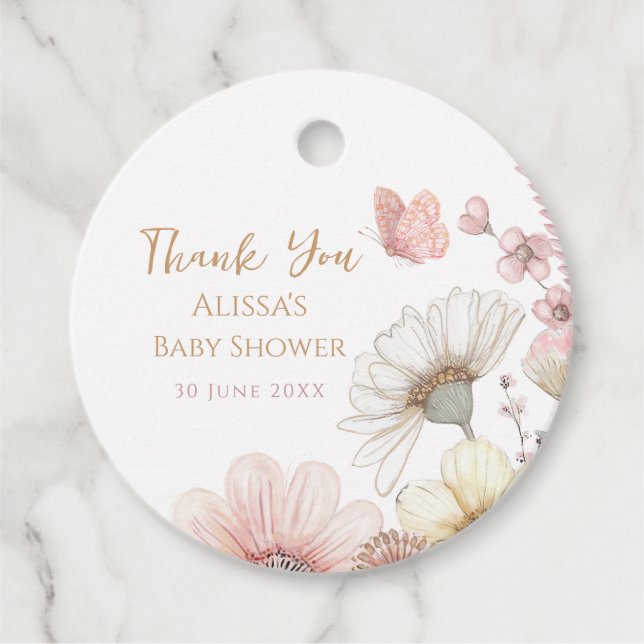 Étiquettes Cadeau Balises Fleur d'aquarelle (Devant)