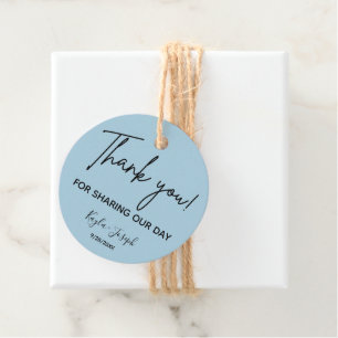 Étiquettes Cadeau Balises mariage Merci bleu doux Faveur