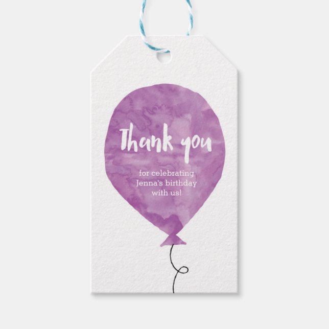 Étiquettes-cadeau Balises Merci | Balises de préférence | Ballons bl (Devant)