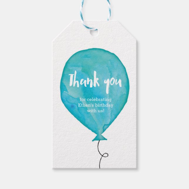 Étiquettes-cadeau Balises Merci | Balises de préférence | Ballons bl (Devant)