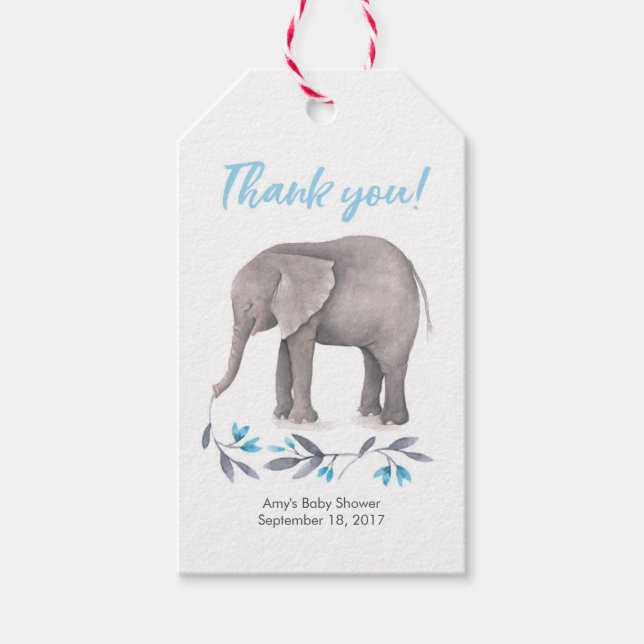 Étiquettes-cadeau Balises Merci | Balises de préférence | Blue Eleph (Devant)