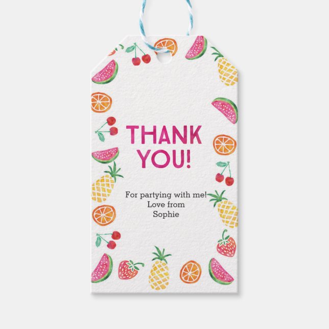 Étiquettes-cadeau Balises Merci | Balises de préférence | Fruits tro (Devant)