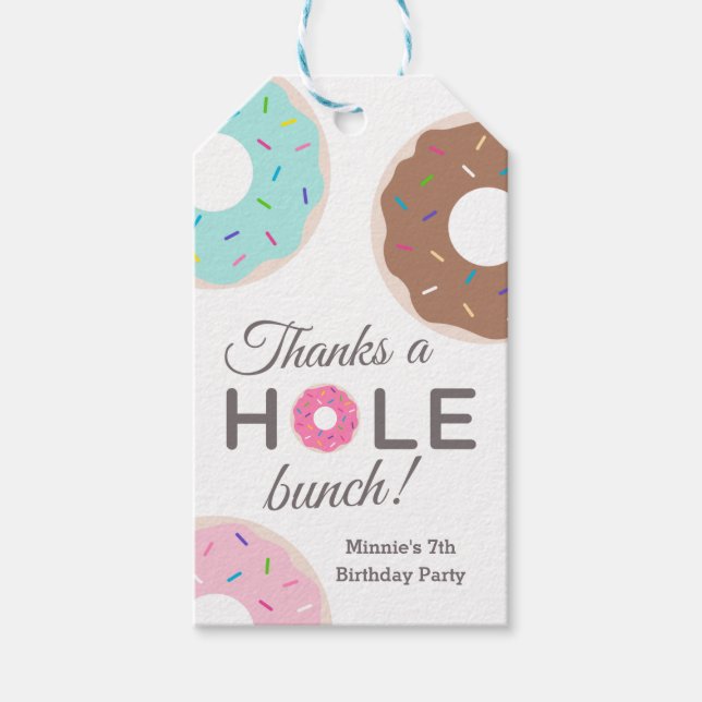 Étiquettes-cadeau Balises Merci Favor Donut Party (Devant)