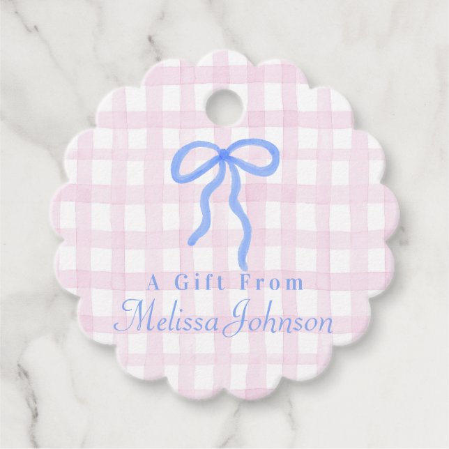 Étiquettes Cadeau Balises personnalisées Preppy Bow (Devant)