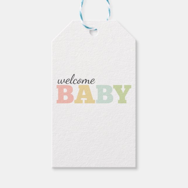 Étiquettes-cadeau Balises pour bébé Pastel, sans distinction de genr (Devant)