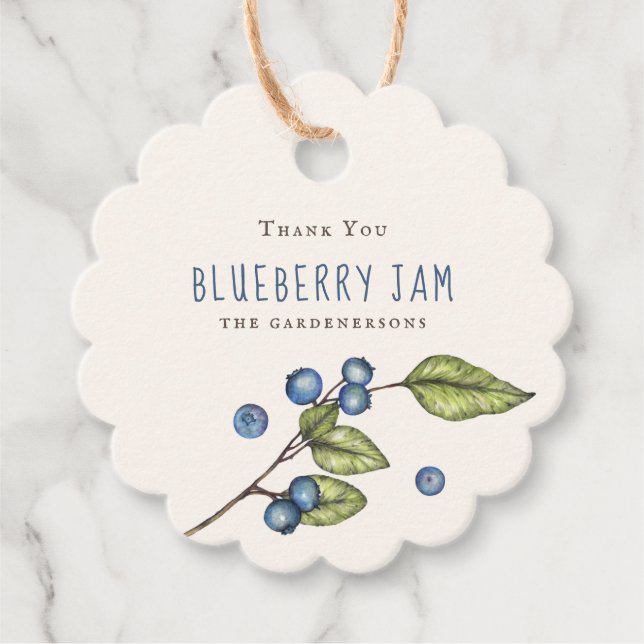 Étiquettes Cadeau Balises Rustique Blueberry Jam Favoriser (Devant)