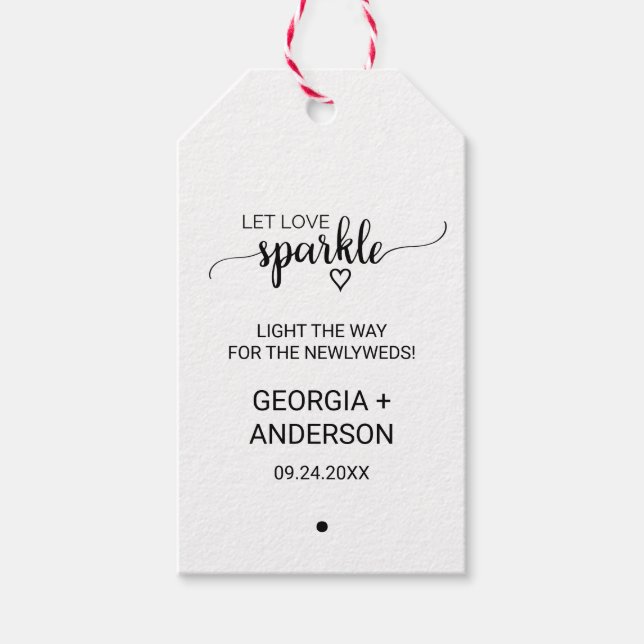 Étiquettes-cadeau Balises Sparkler Mariage Faux Kraft simples (Devant)