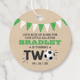 Étiquettes Cadeau Balle de soccer étoile 2e anniversaire