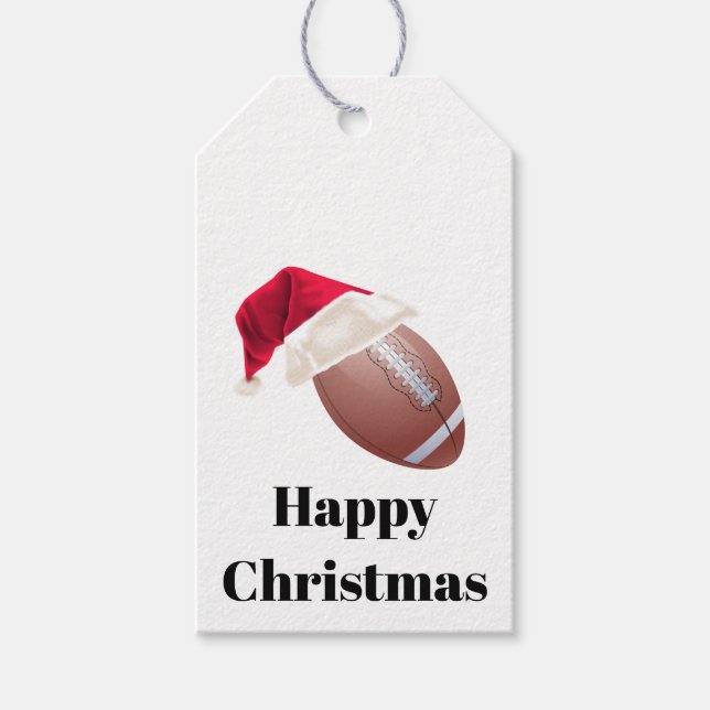Étiquettes-cadeau Baller Christmas American Football Père Noël Sport (Devant)