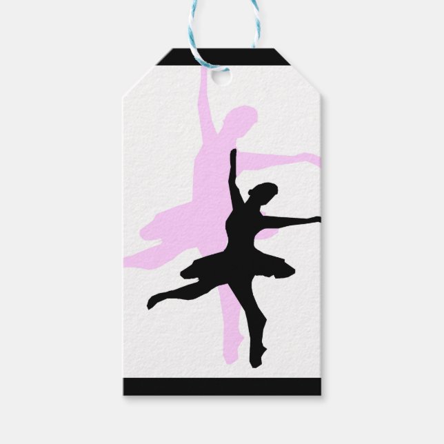 Étiquettes-cadeau Ballerina Danse Rose et Noir (Devant)