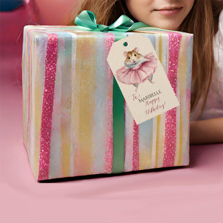 Étiquettes-cadeau Ballerina Hamster Girls Anniversaire
