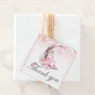 Étiquettes Cadeau Ballerina Moon Pastel Merci rose