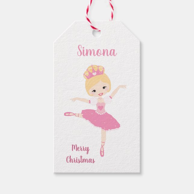 Étiquettes-cadeau Ballerina-princesse, arbre de Noël (Devant)