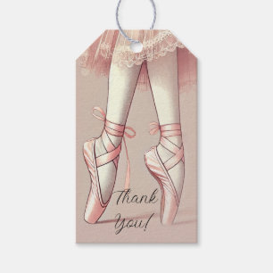 Étiquettes-cadeau Ballerina rose orteils pointus fête d'anniversaire