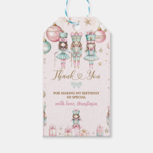 Étiquettes-cadeau Ballerines de Noël d'hiver rose Anniversaire