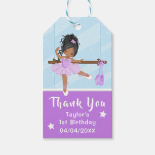 Étiquettes-cadeau Ballet afro-américain violet Merci d'anniversaire