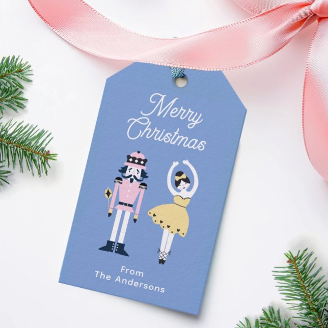 Étiquettes-cadeau Ballet Nutcracker Nom personnalisé Noël (Créateur téléchargé)