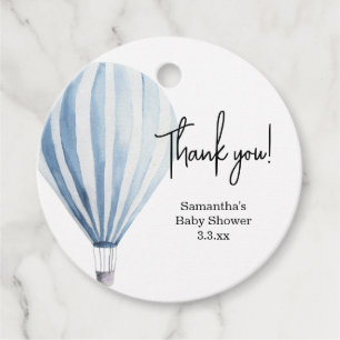 Étiquettes Cadeau Ballon à air chaud - baby shower merci