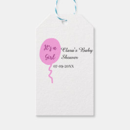 Étiquettes-cadeau Ballon rose c'est une fille baby shower ajouter no