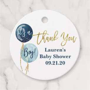 Étiquettes Cadeau Ballons bleus baby shower garçon