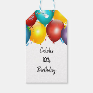 Étiquettes-cadeau Ballons Colorés et Confettis Faveur de Fête d'Anni