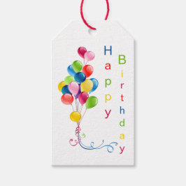Étiquettes-cadeau Ballons colorés, Joyeux anniversaire