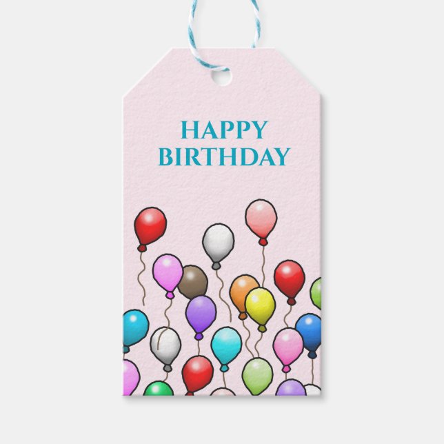 Étiquettes-cadeau Ballons d'anniversaire (Devant)
