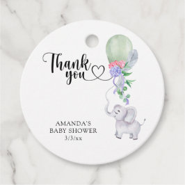 Étiquettes Cadeau Ballons de Merci et éléphant