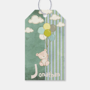 Étiquettes-cadeau Ballons d'ours blanc mignon rustique