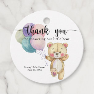 Étiquettes Cadeau Ballons d'ours en peluche - merci