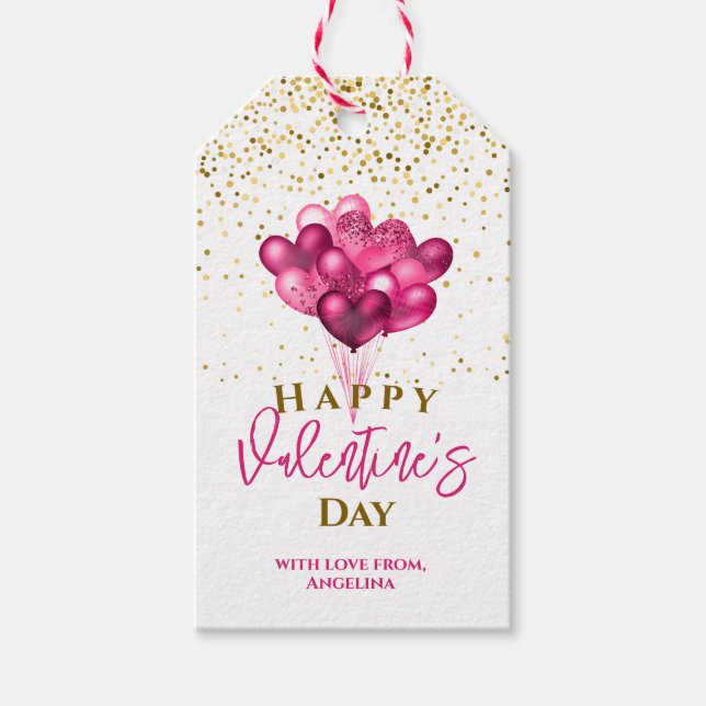 Étiquettes-cadeau Ballons en forme de cœur pour la Saint-Valentin (Devant)