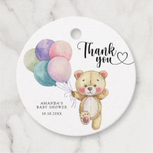 Étiquettes Cadeau Ballons en forme d'ours en peluche - merci