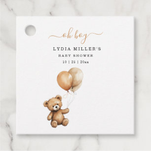 Étiquettes Cadeau Ballons ourson en peluche Baby shower Mixte