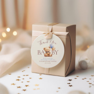 Étiquettes Cadeau Ballons Ourson Mignon Bohème Fleur Rose Bleue