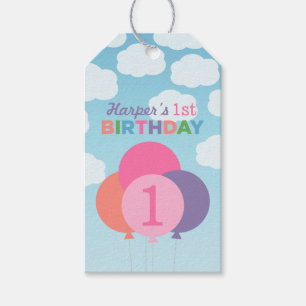 Étiquettes-cadeau Ballons Pastel Ciel Nuages Filles Anniversaire