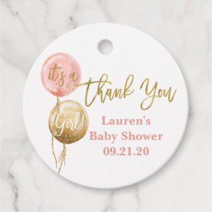 Étiquettes Cadeau Ballons roses fille baby shower