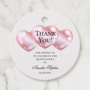 Étiquettes Cadeau Ballons Roses Quinceañera